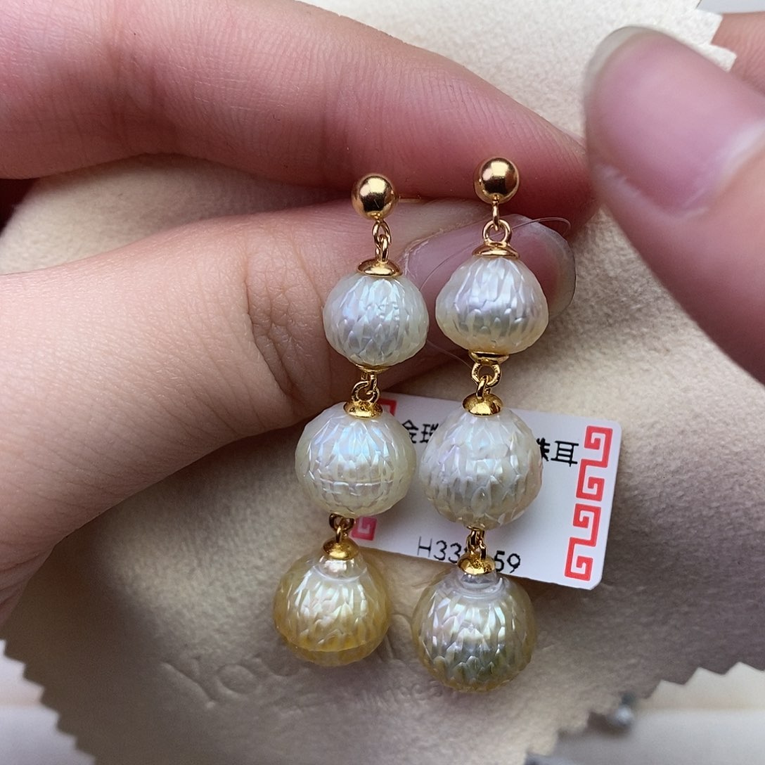 海水珍珠耳饰银S925镶嵌