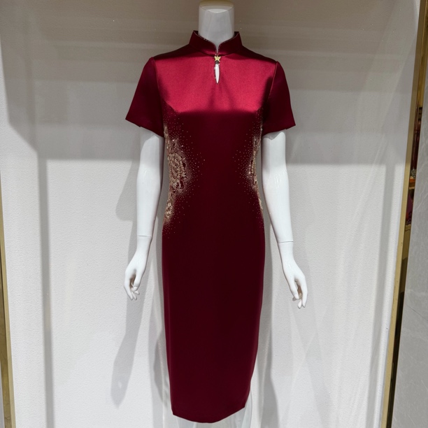 新款醋酸喜婆婆喜妈妈婚宴高端礼服高贵气质旗袍