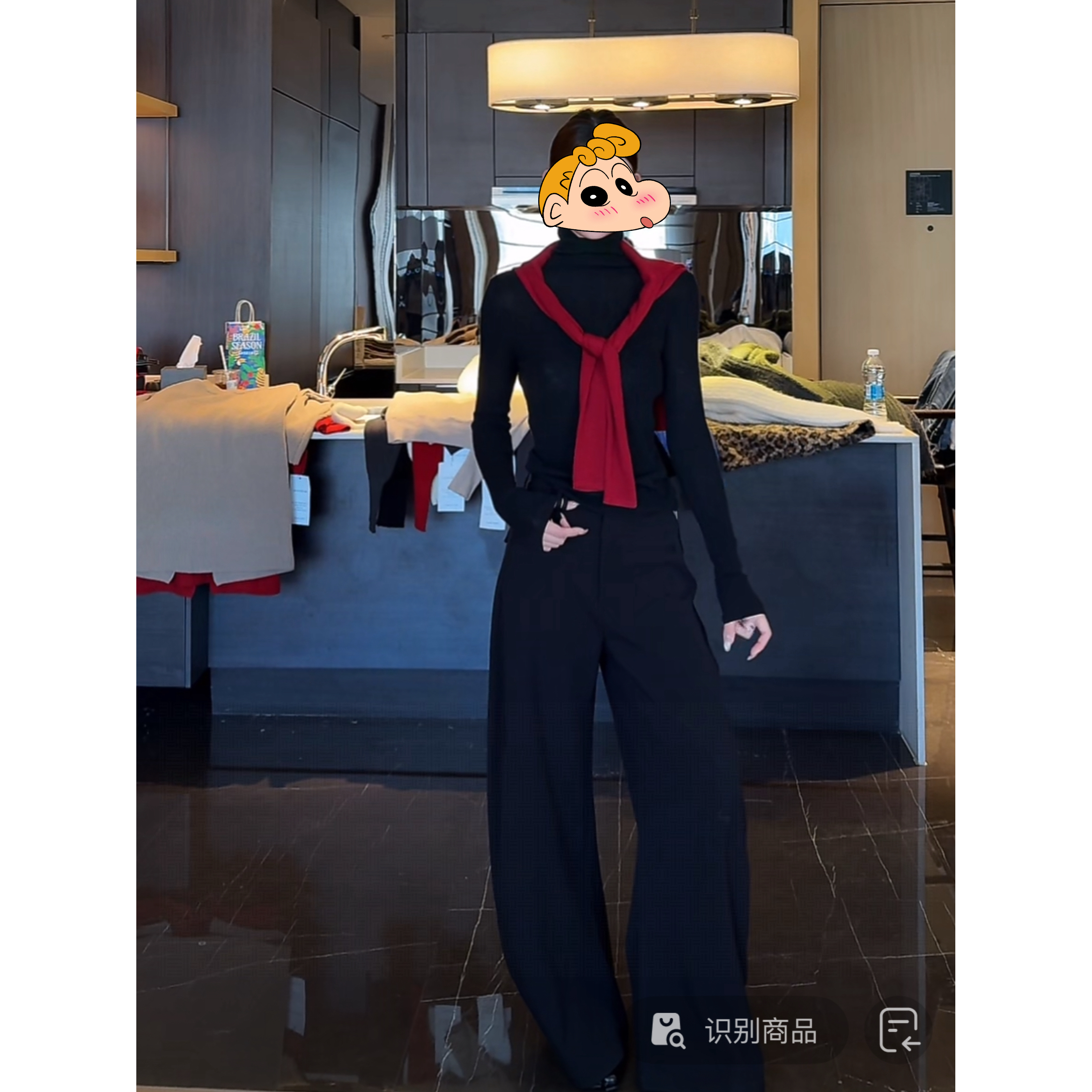 菜花（1ch11502#）加绒！阔腿弯刀裤高腰百搭西裤12-3