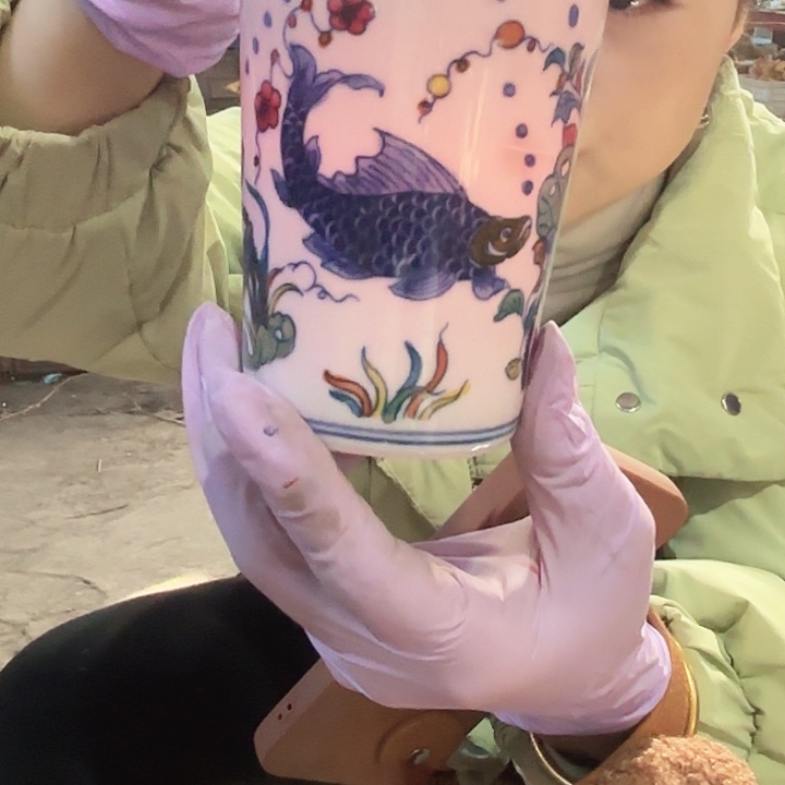 摆件陶景德镇高温红希希可乐被