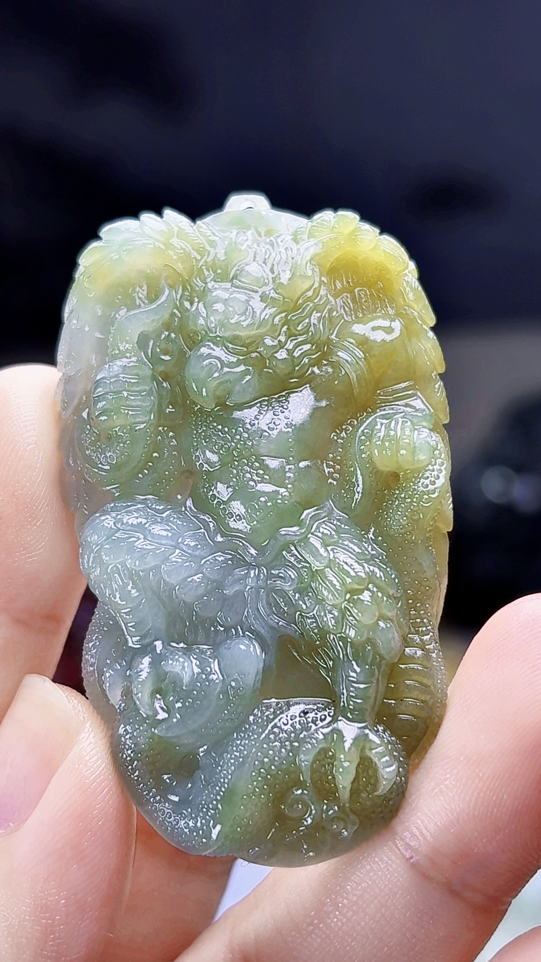 天然缅甸翡翠冰黄翡雷震子毛货买断需抛光尺寸56-30-8.3