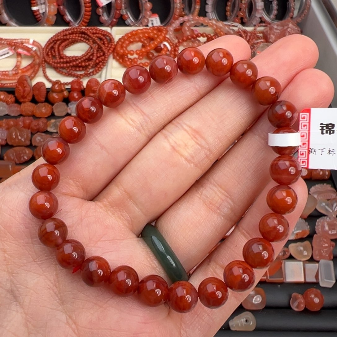 南红玛瑙未镶嵌颈饰火焰单圈卡7+