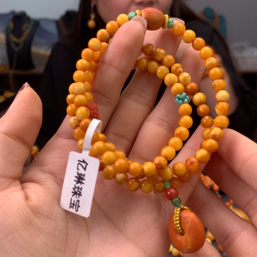 蜜蜡手串未镶嵌天然