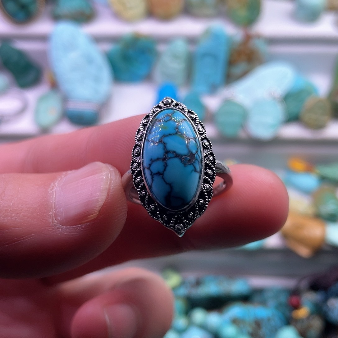 绿松石颈饰银S925镶嵌