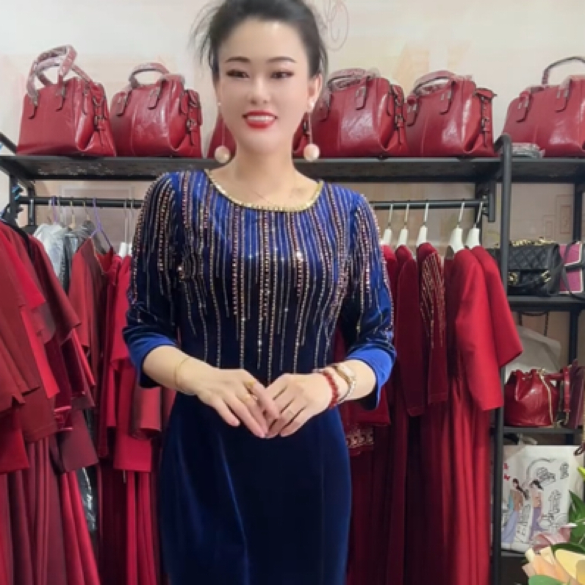 87172高端喜婆婆妈妈婚宴礼服日常连衣裙