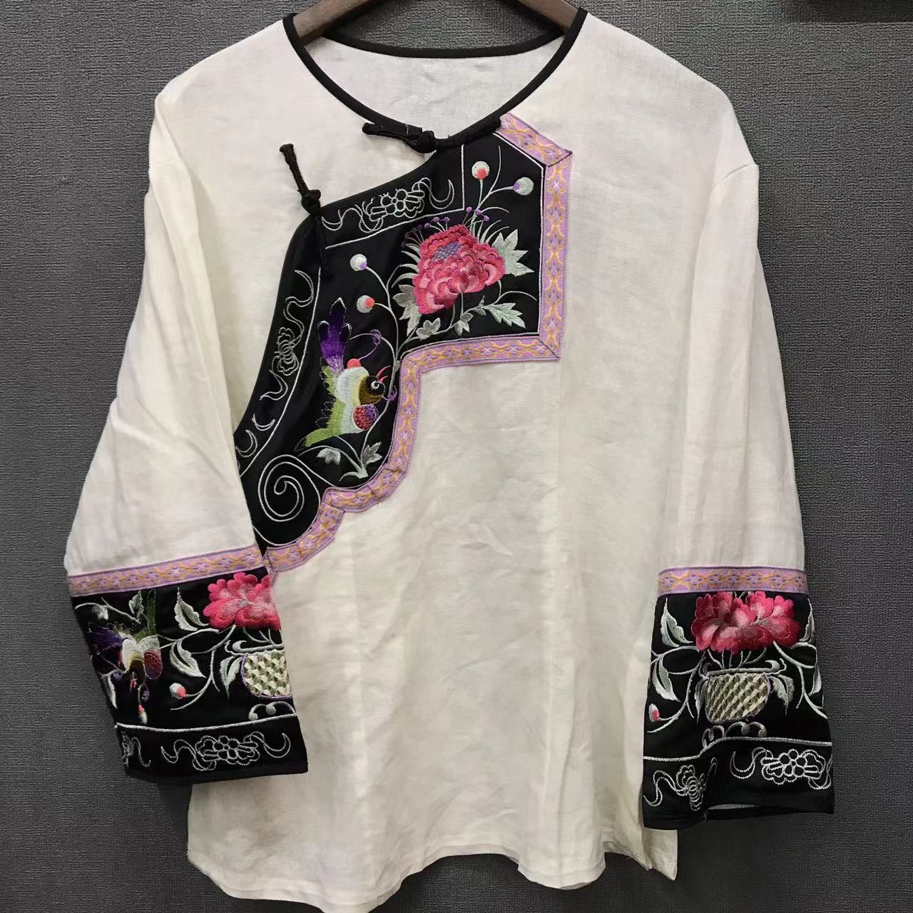 苗族刺绣盘扣上衣少数民族风改良中式服装