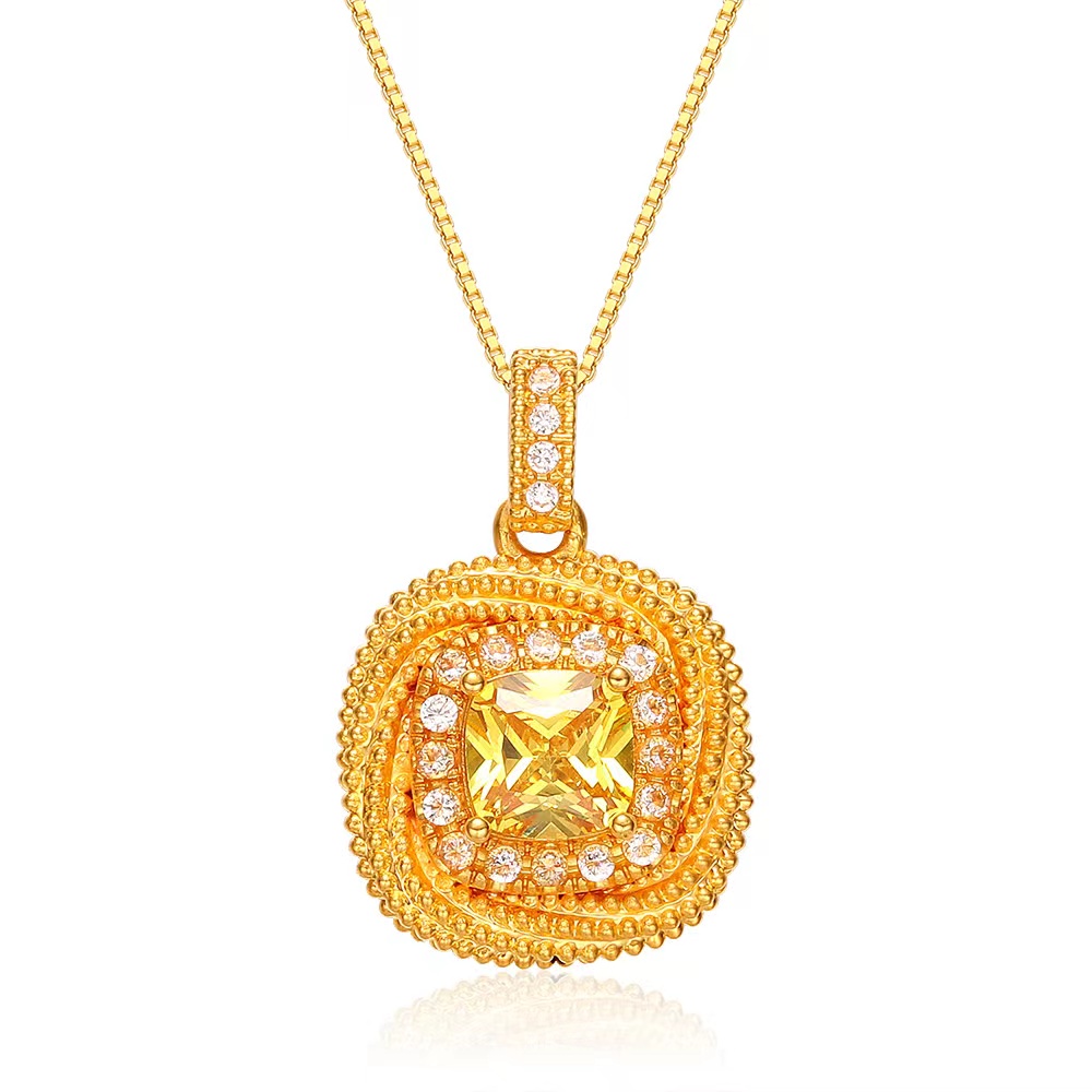 【老板娘珠宝专享】18K金方糖黄晶吊坠 多样性发一 18K