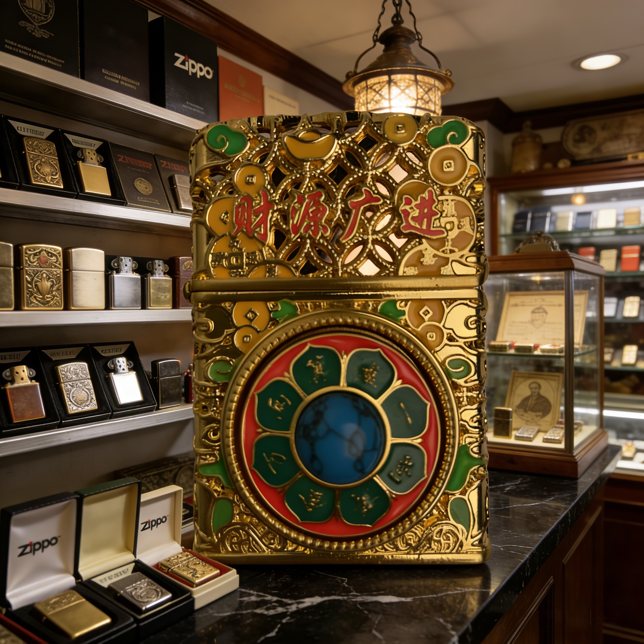 高端重甲金算盘夜光防风打火机（不含油裸机）