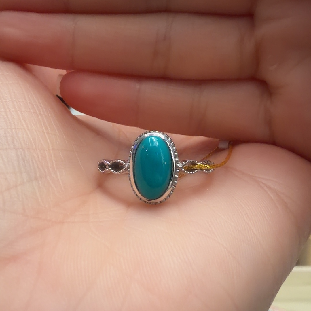 绿松石银S925镶嵌戒指