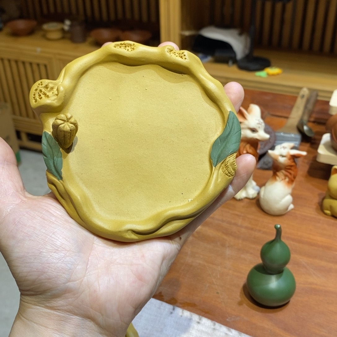 紫砂茶宠佛手杯垫