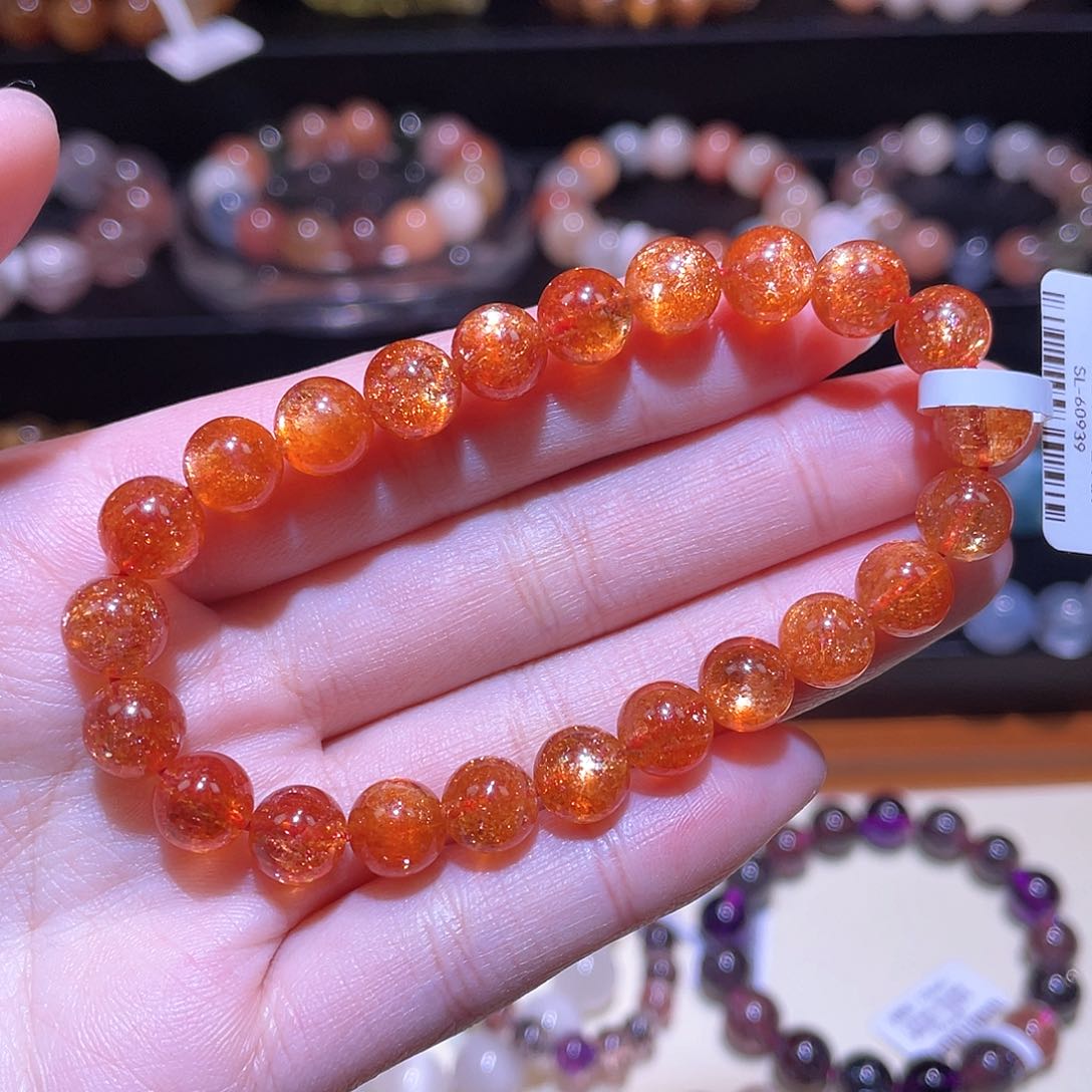 日光石手链未镶嵌金太阳手链，晶体通透8.2