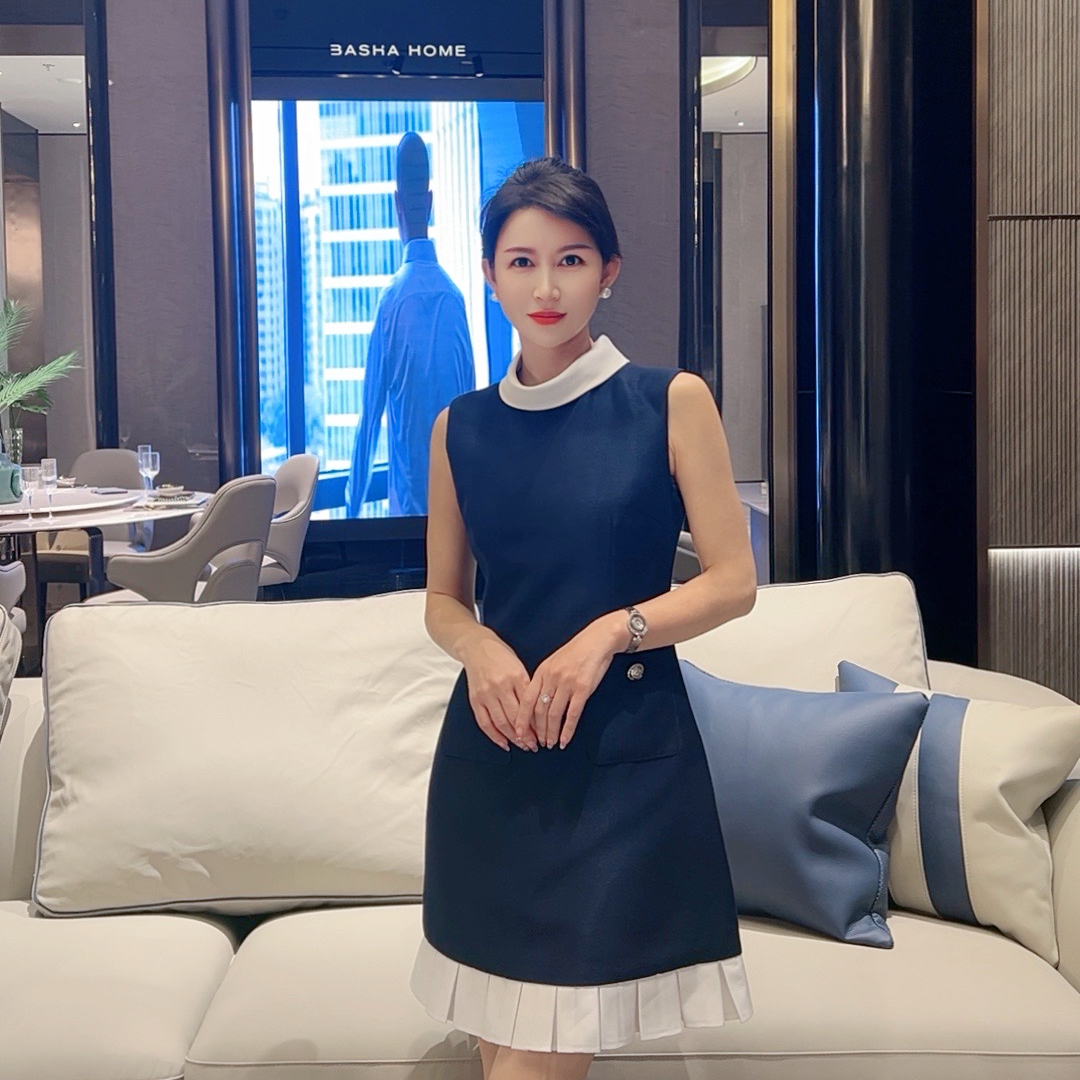 【墨染极光】2537 安妮老板 轻奢拼接高级感气质有口袋连衣裙