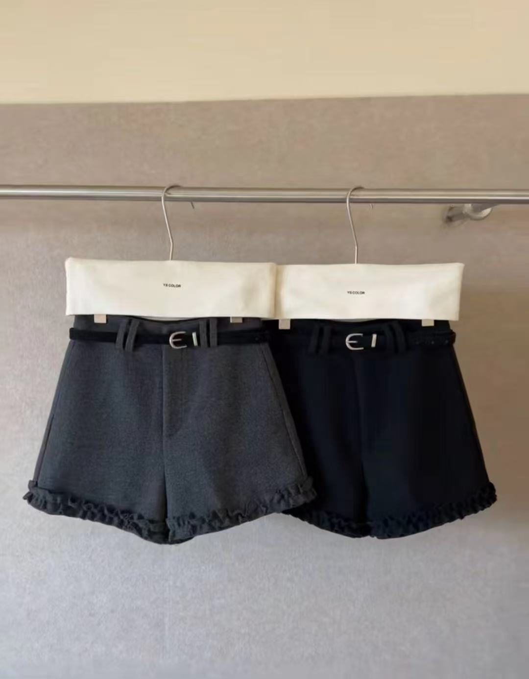 【阿婷家】8560新款时尚千金风花边百搭短裤