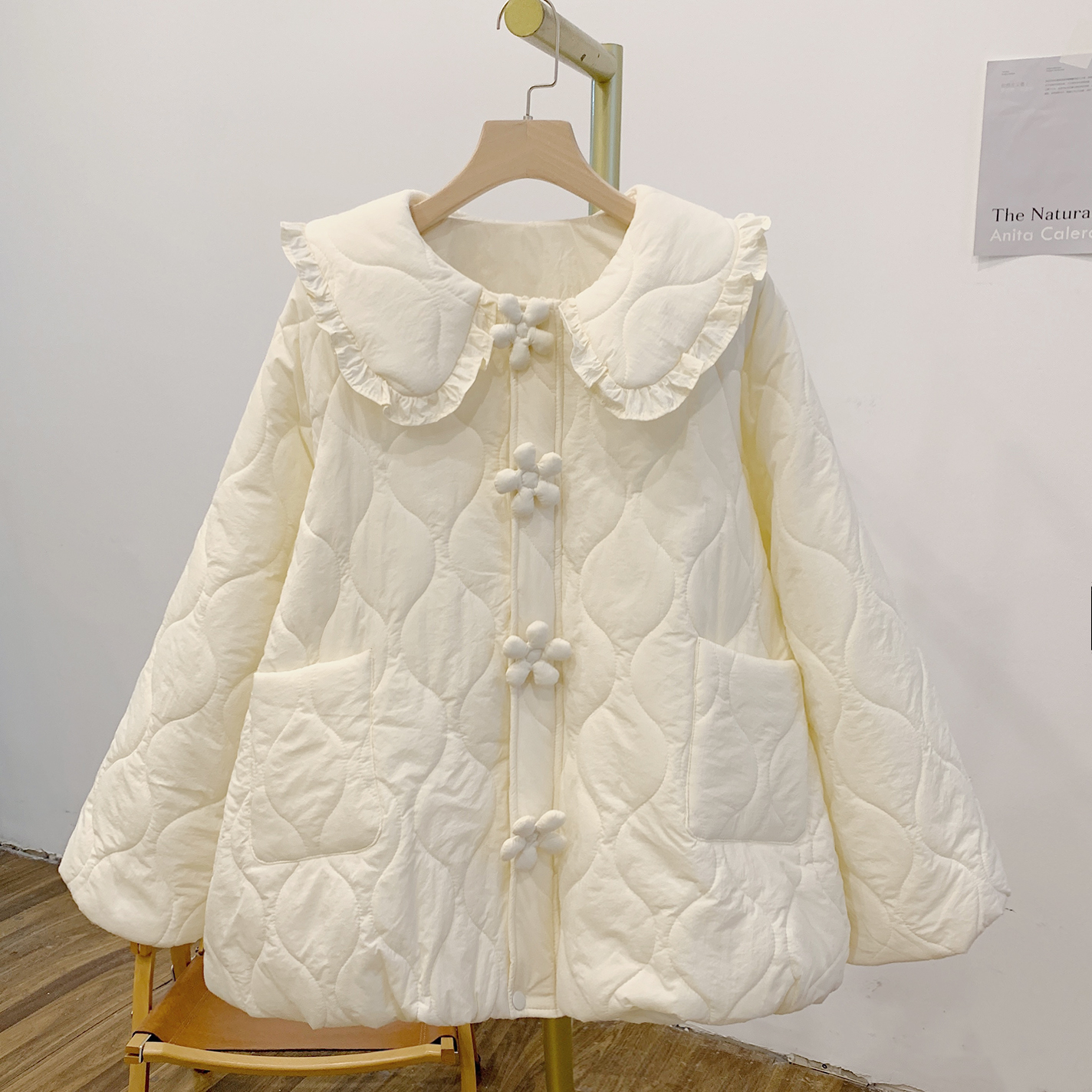 茉莉奶冻C5262夹棉小花拉链娃娃领棉衣