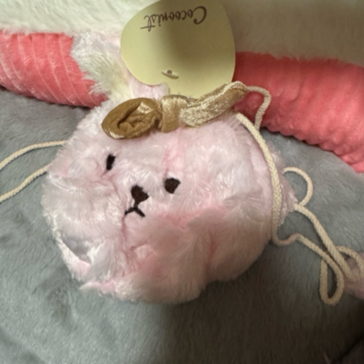 超可爱卡通毛茸茸兔子束口袋，萌萌哒！