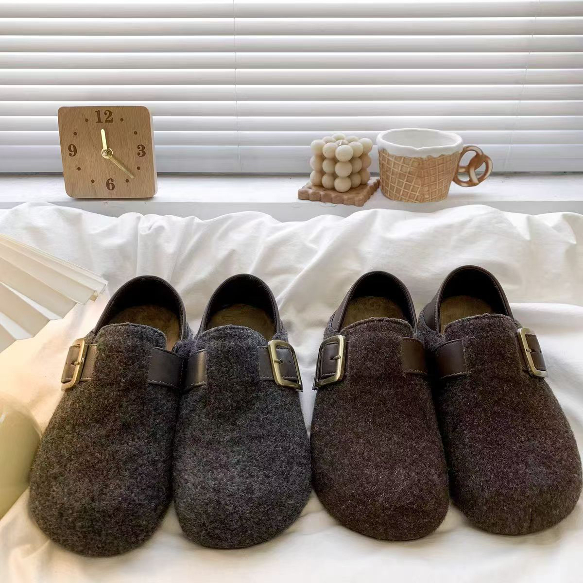 休闲风秋冬冬季单鞋韩版潮流风纯色棉鞋