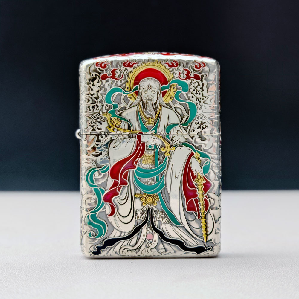 Zippo打火机正版盔甲鎏金珐琅彩长生大帝 张天师火凤凰作品DYJ1