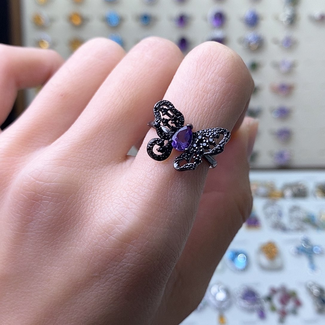 紫晶戒指银S925镶嵌（需要证书备注）