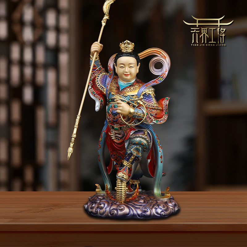 天界工将全铜哪吒三太子像中坛元帅家用工艺品摆件三太子哪吒铜像