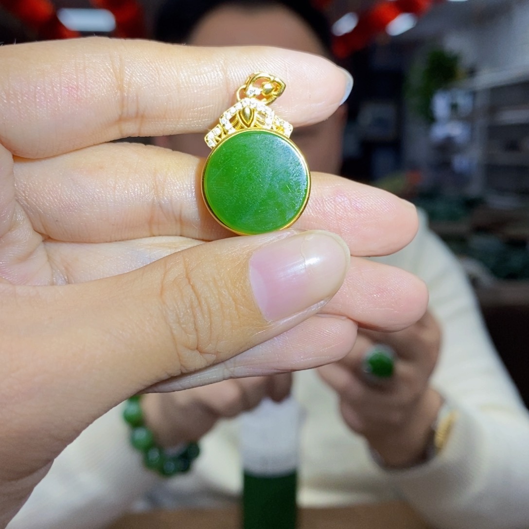 和田玉颈饰银S925镶嵌拍一发一，多样性发货