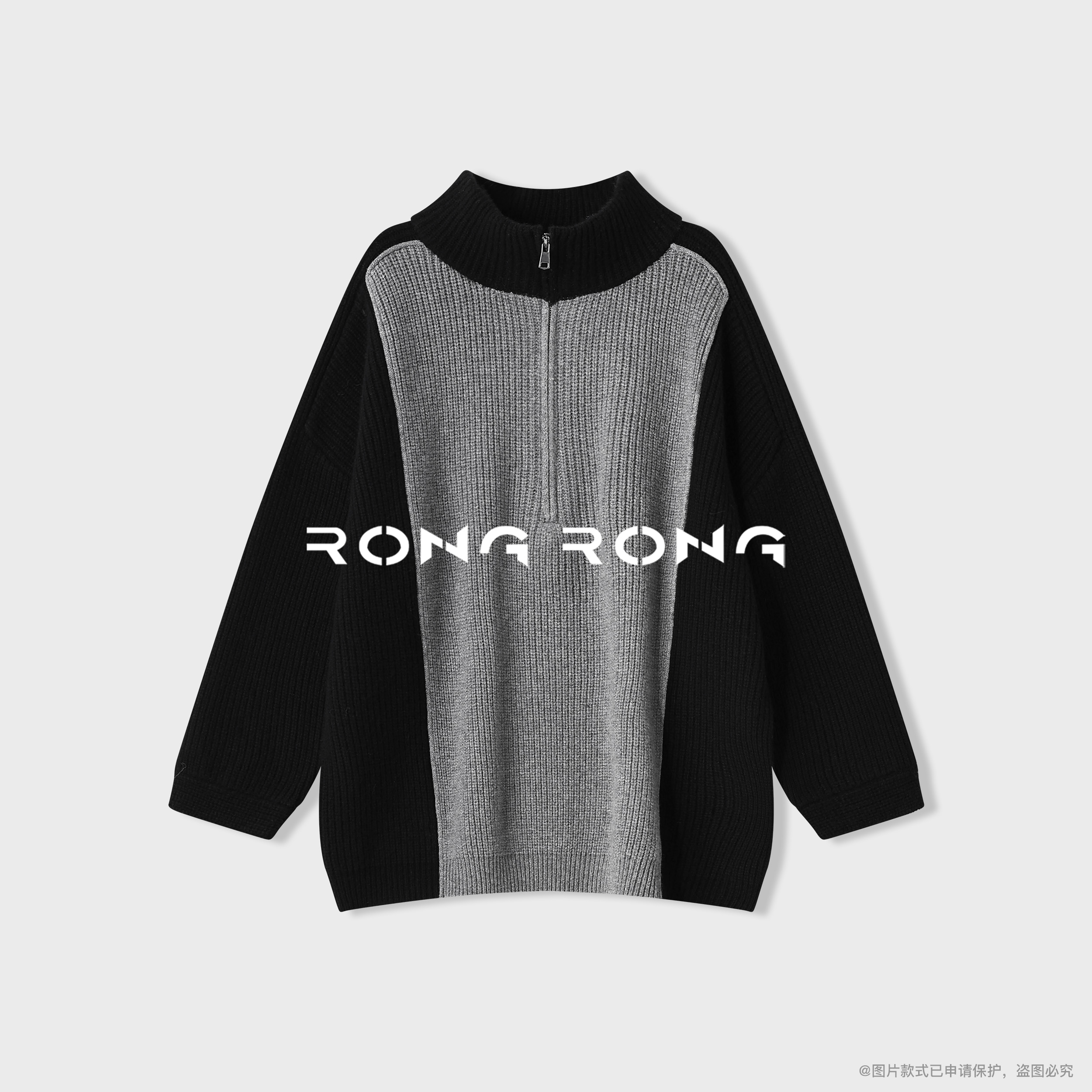 溶溶【酷感张力】RONGRONG 100绵羊毛软糯亲肤撞色羊毛衫2505K619