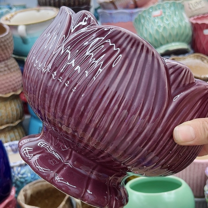 多肉绿植陶瓷花盆9.9包邮，有孔