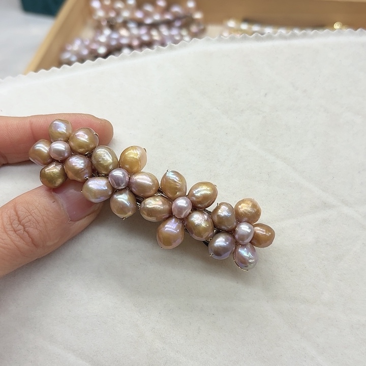 淡水珍珠发饰银S925镶嵌