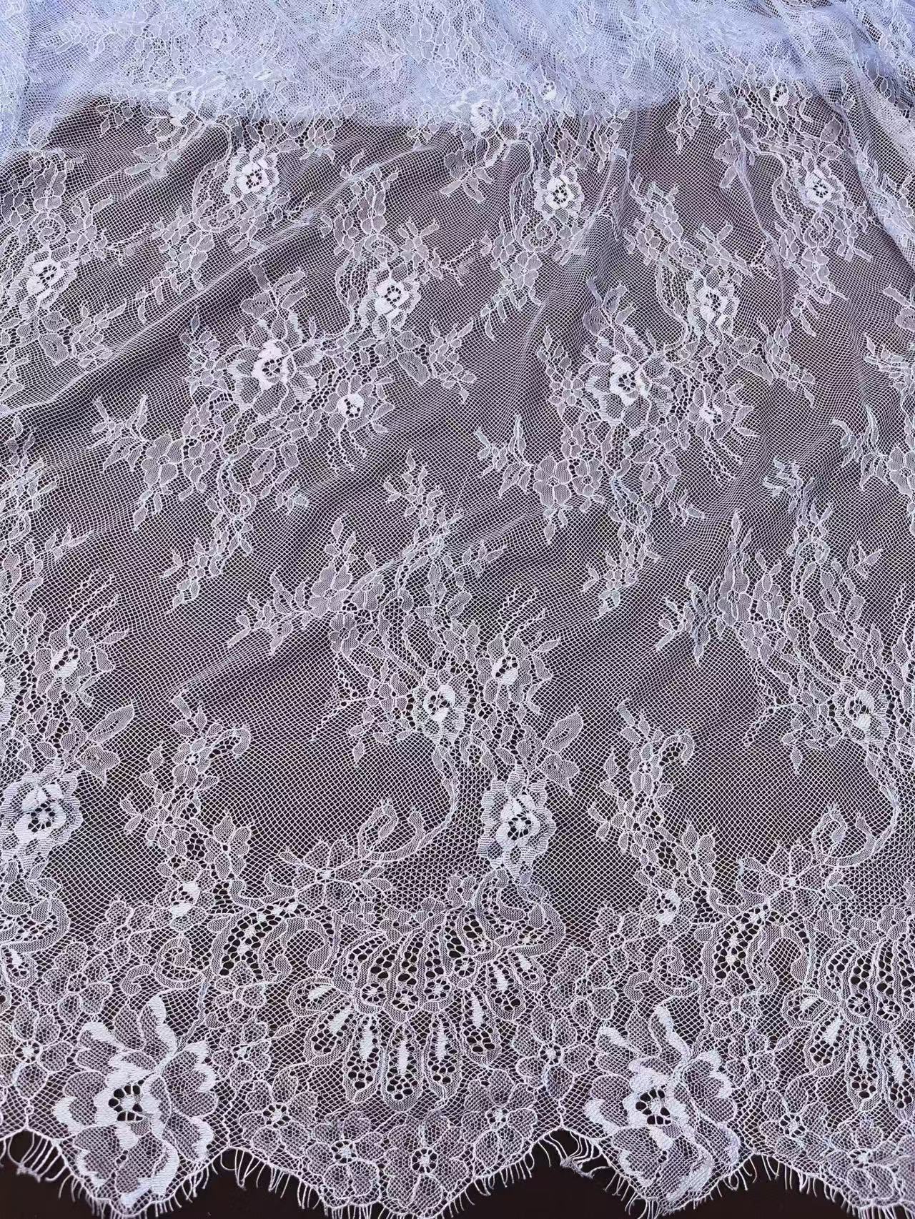 薄款睫毛法蕾高档蕾丝布料可做礼服连衣裙581双层皱皱纱布料