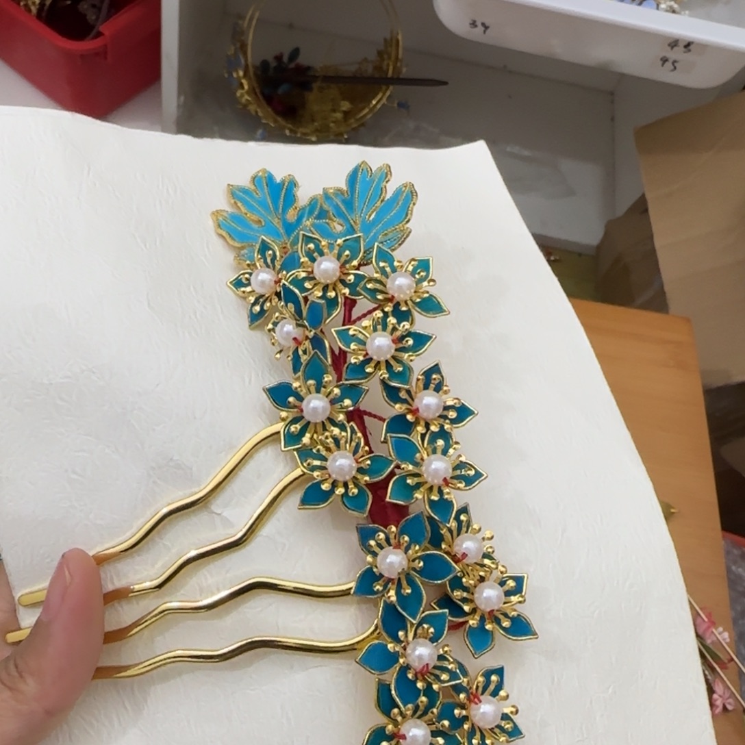 仿珍珠合金鹅毛仿点翠