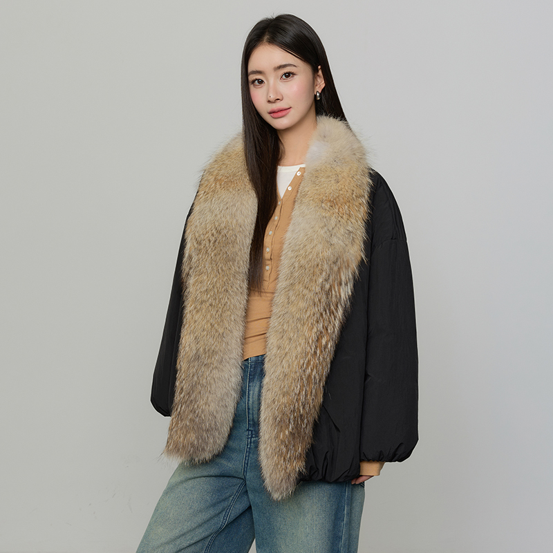 漫叙秋冬 进口可拆卸青根貂毛领外套女90白鹅绒羽绒服短25118