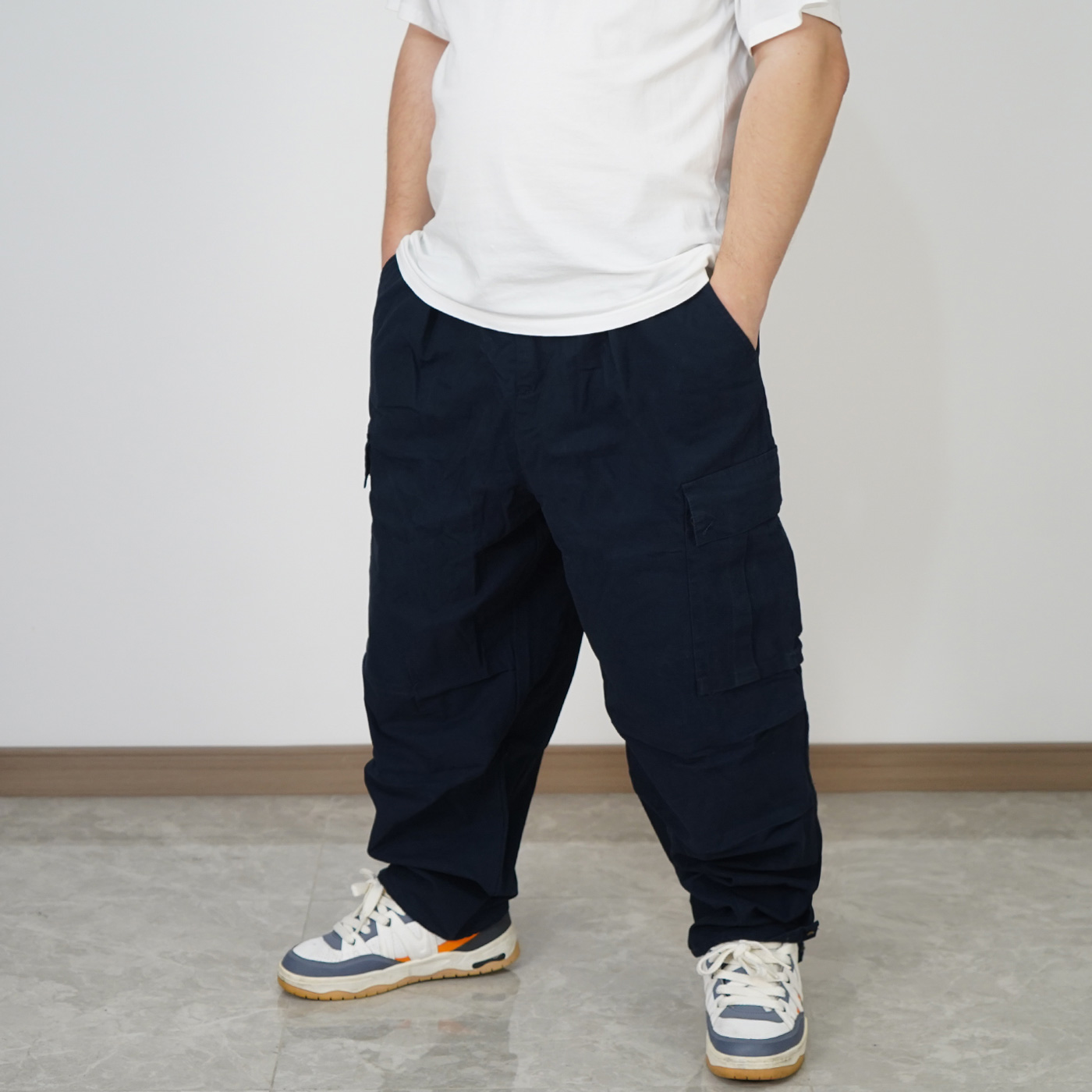 纯棉全棉肥阔腿裤工装裤男士休闲长裤宽松休闲胖子大码YYXQ-0305