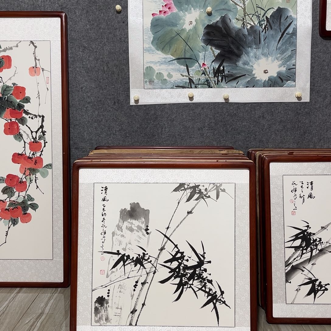 国画书画作品带框63×63