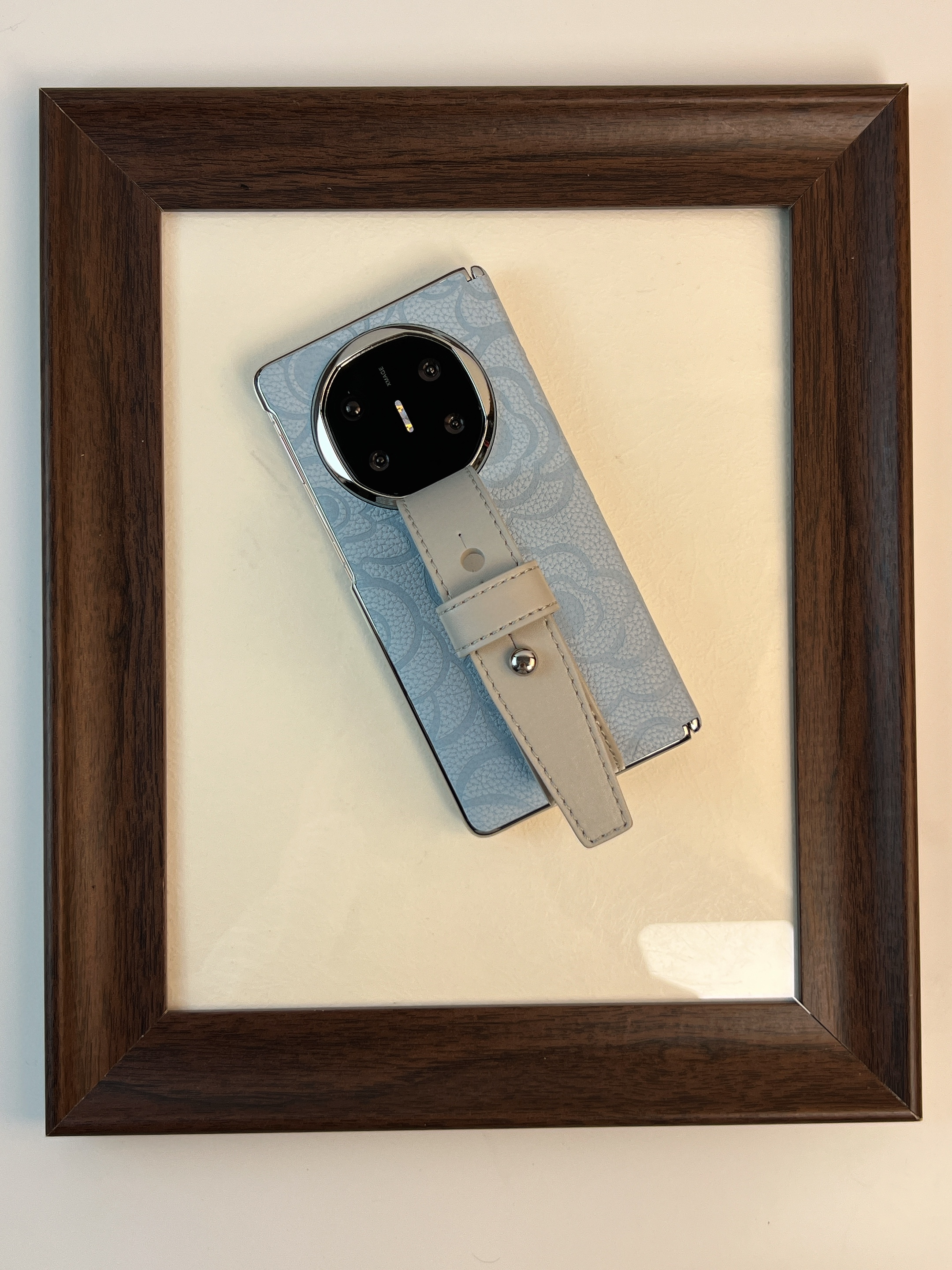 品申原创小众蓝灰色花纹豆豆钉皮质腕带适用华为matex6折叠手机壳