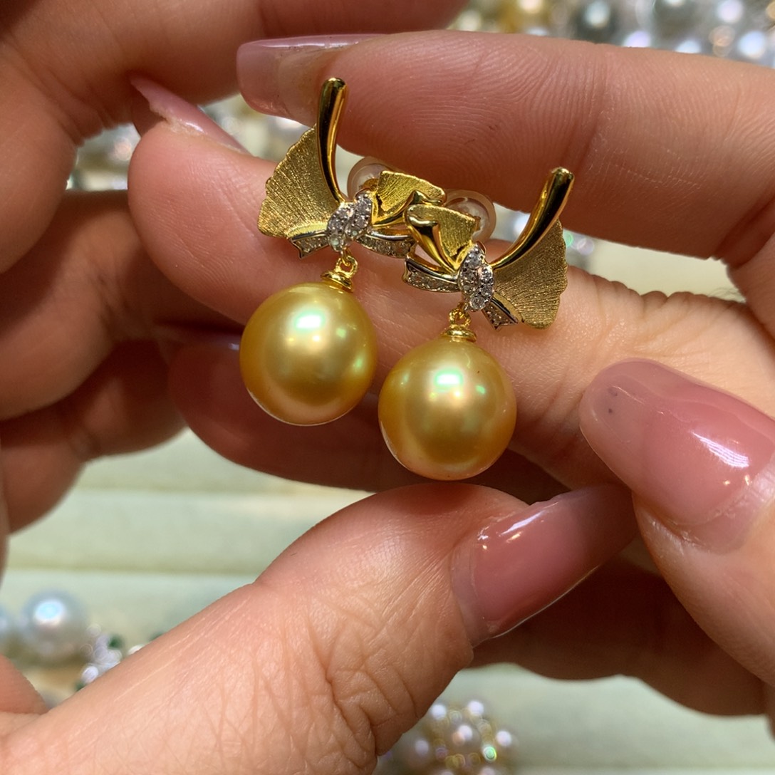 海水珍珠耳饰银S925镶嵌