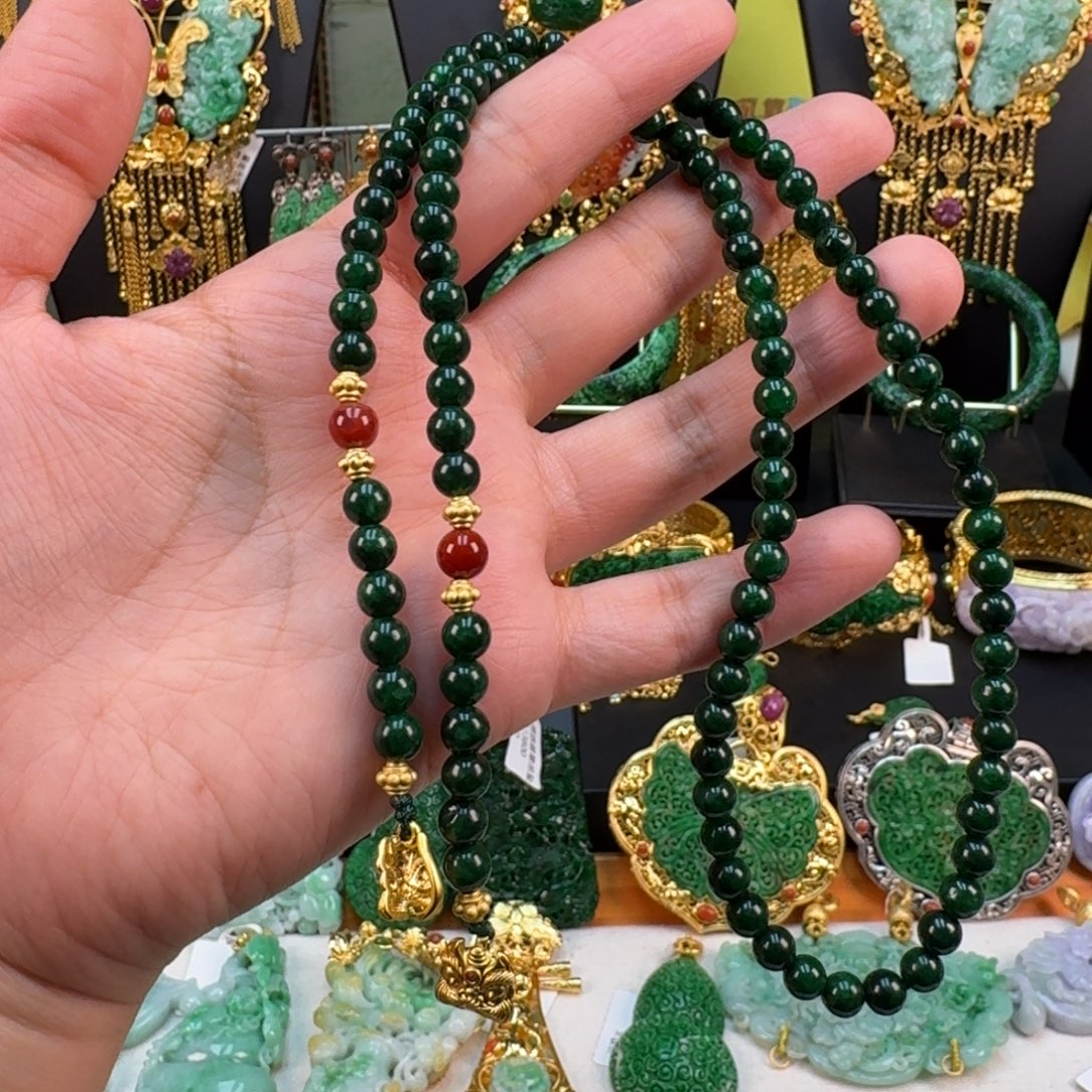 翡翠未镶嵌颈饰6mm万能链