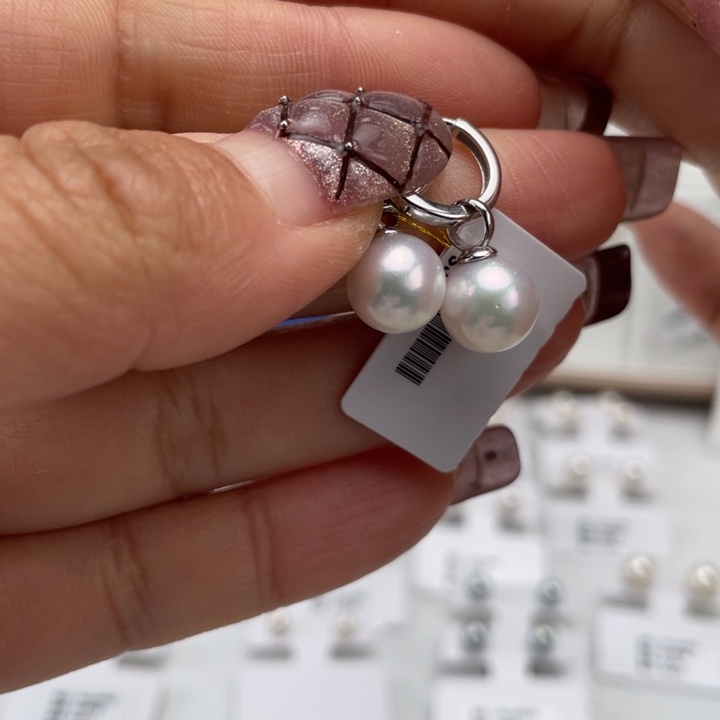 海水珍珠耳饰银S925镶嵌