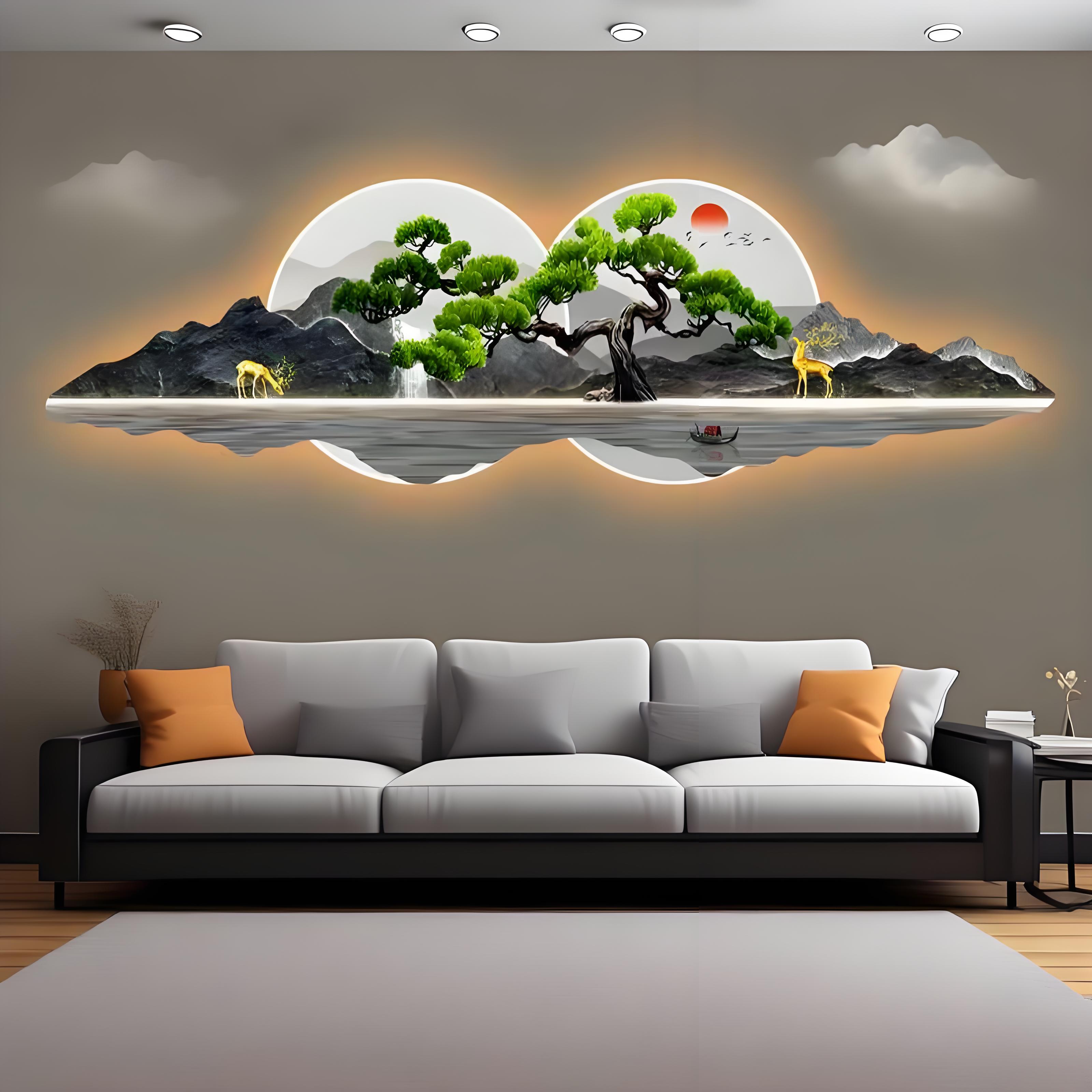 劲松迎福新款客厅沙发背景墙装饰画时尚新中式茶室会议室时尚挂画