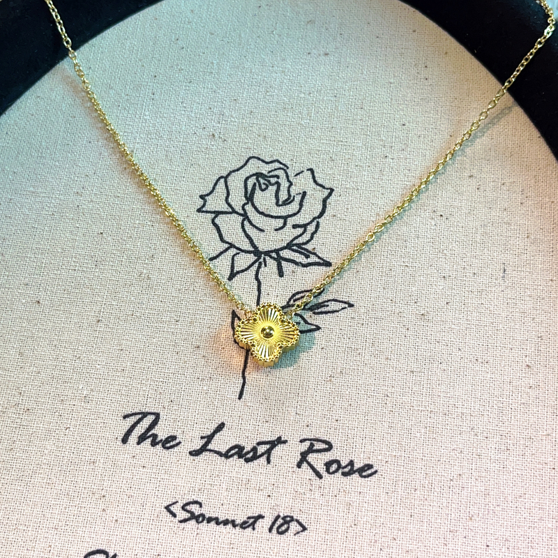 铜合金项链 铜合金 1159 时尚拉丝镭射小四花项链