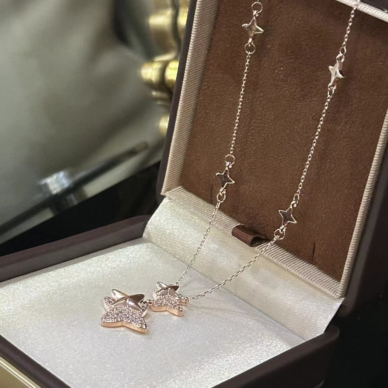 铜合金项链 轻奢双星星可调节项链-67402