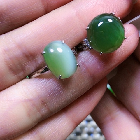 和田玉银S925镶嵌戒指