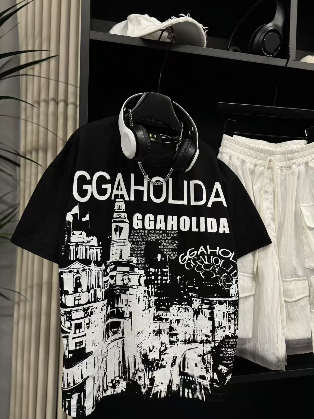 吾 2025【Y】4月28日 儿童男童女童时尚黑色涂鸦短袖T恤5266-