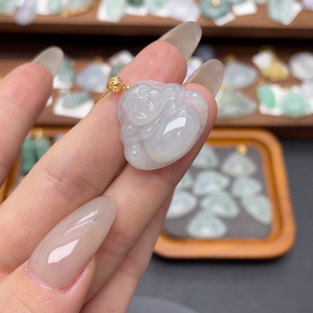 翡翠18K金镶嵌吊坠(不含链)