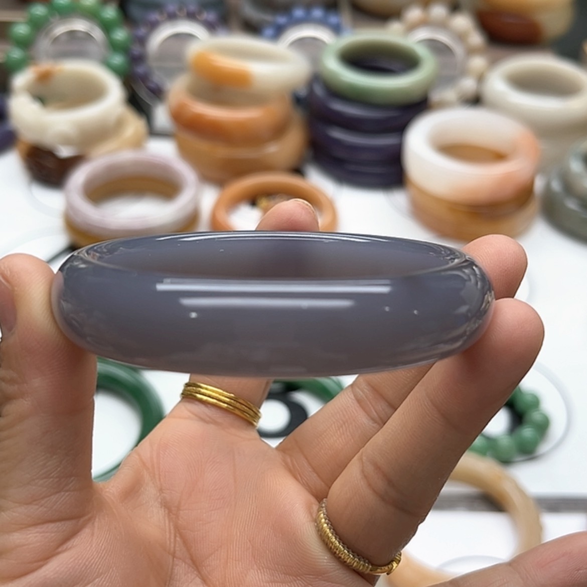 【闪购商品】石英质玉手镯未镶嵌冰烟紫福利