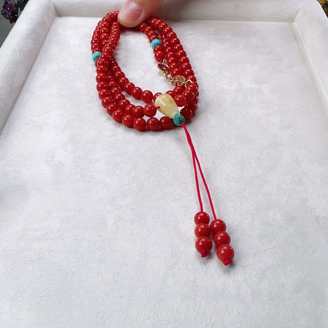 南红玛瑙颈饰18K金镶嵌南红6.3