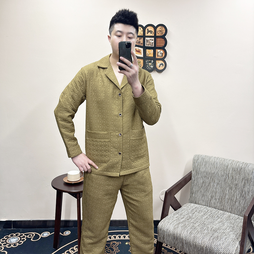 加厚长袖睡衣套装2025春季新款男士休闲薄暖可外穿家居服两件套潮