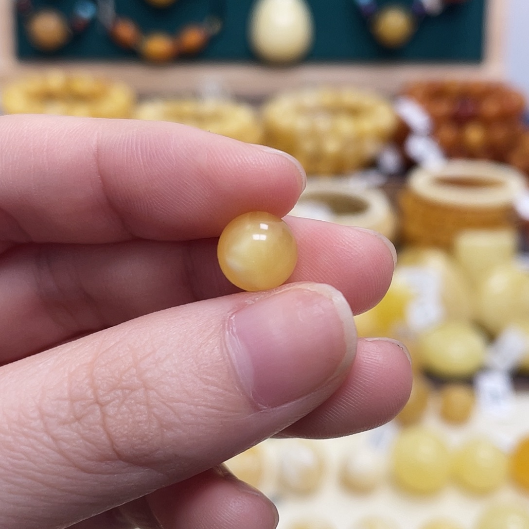 蜜蜡未镶嵌珠宝奇石9mm圆珠 瑕