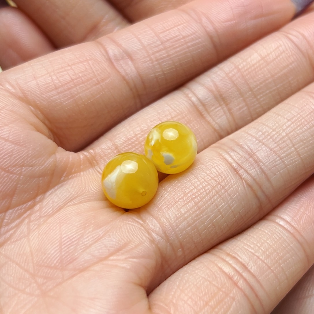 琥珀裸石未镶嵌暖****、10mm微瑕单珠2