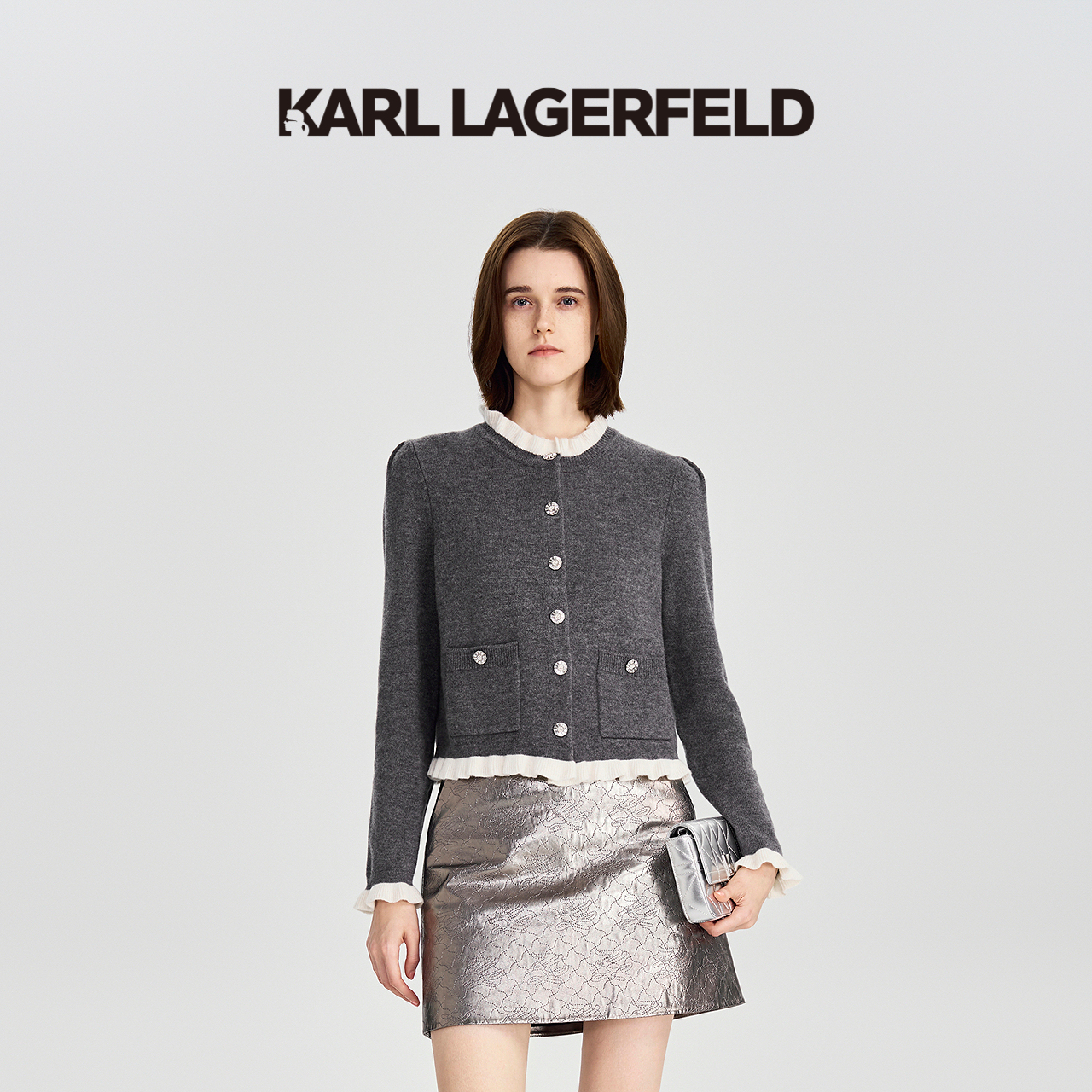 【晨粉专享价】KARLLAGERFELD秋季新款羊毛开衫M26E2265