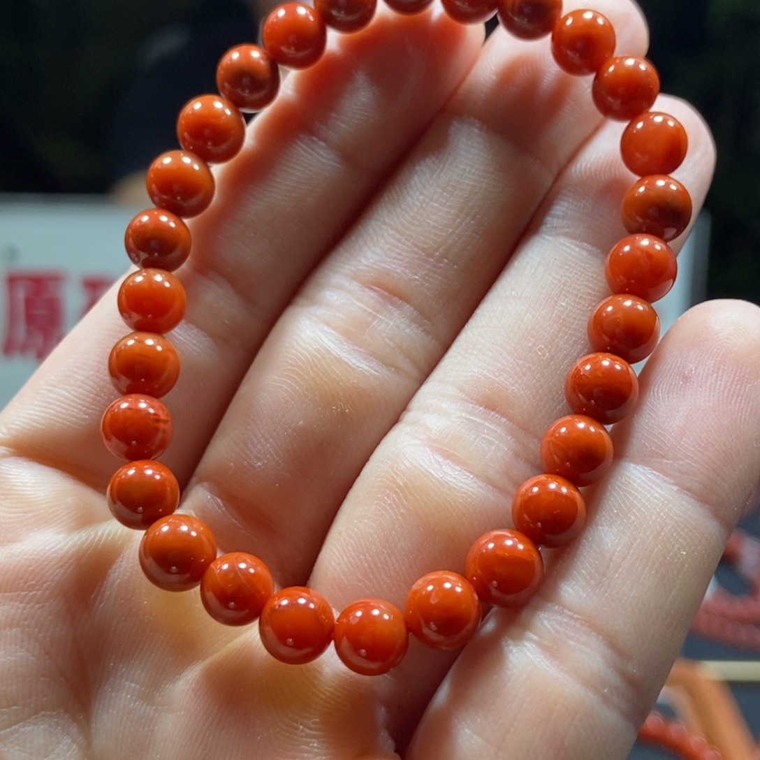 南红玛瑙6mm九口火焰纹手串未镶嵌越**缘