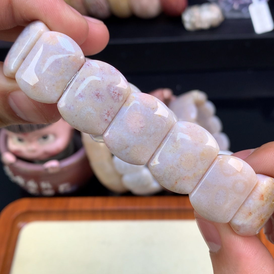 硅化珊瑚（珊瑚玉）未镶嵌颈饰30号淡粉紫调